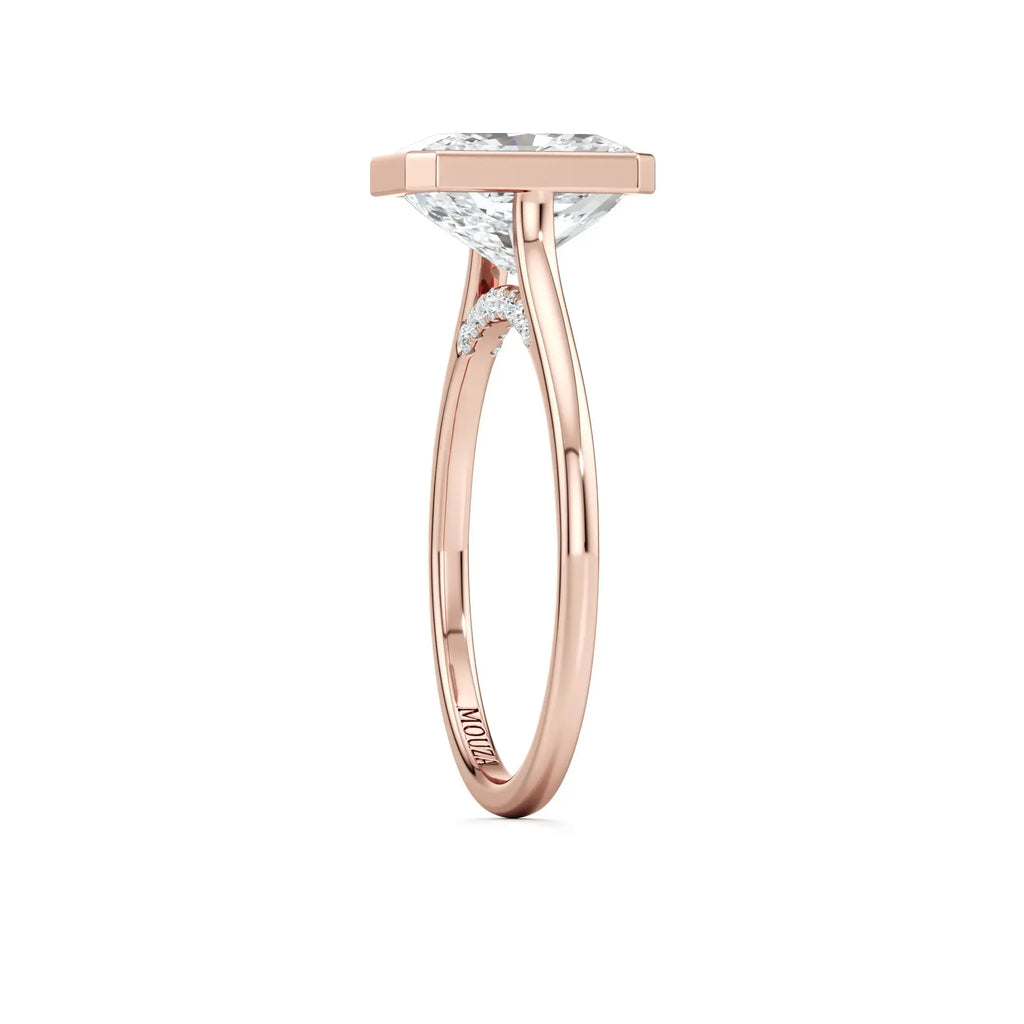 Stunning Bezel Set Natural Diamond Engagement Ring in Rose Gold