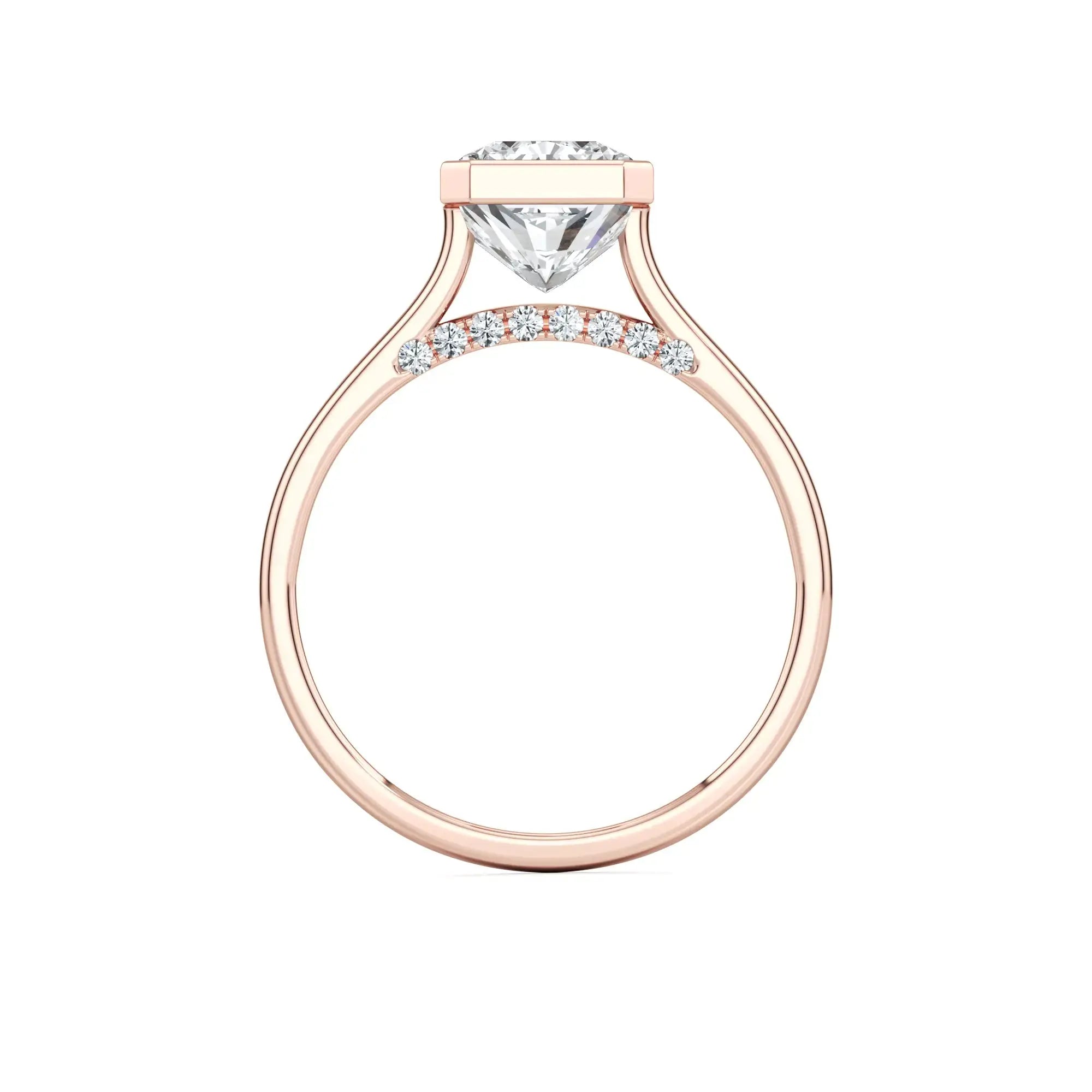 Bezel Set Natural Diamond Engagement Ring in 18K Rose Gold