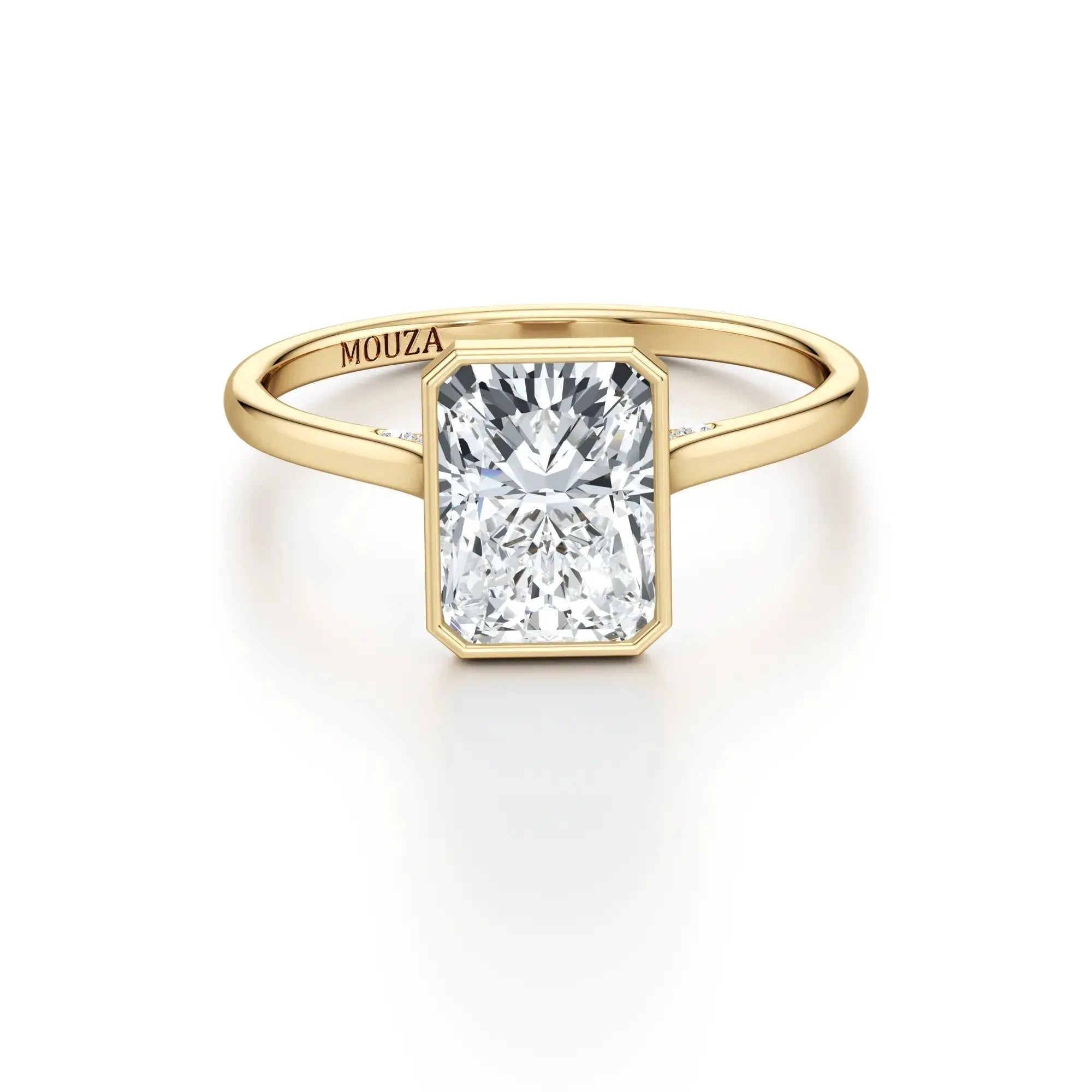 Radiant Bezel Set Engagement Ring - GIA Natural Diamond