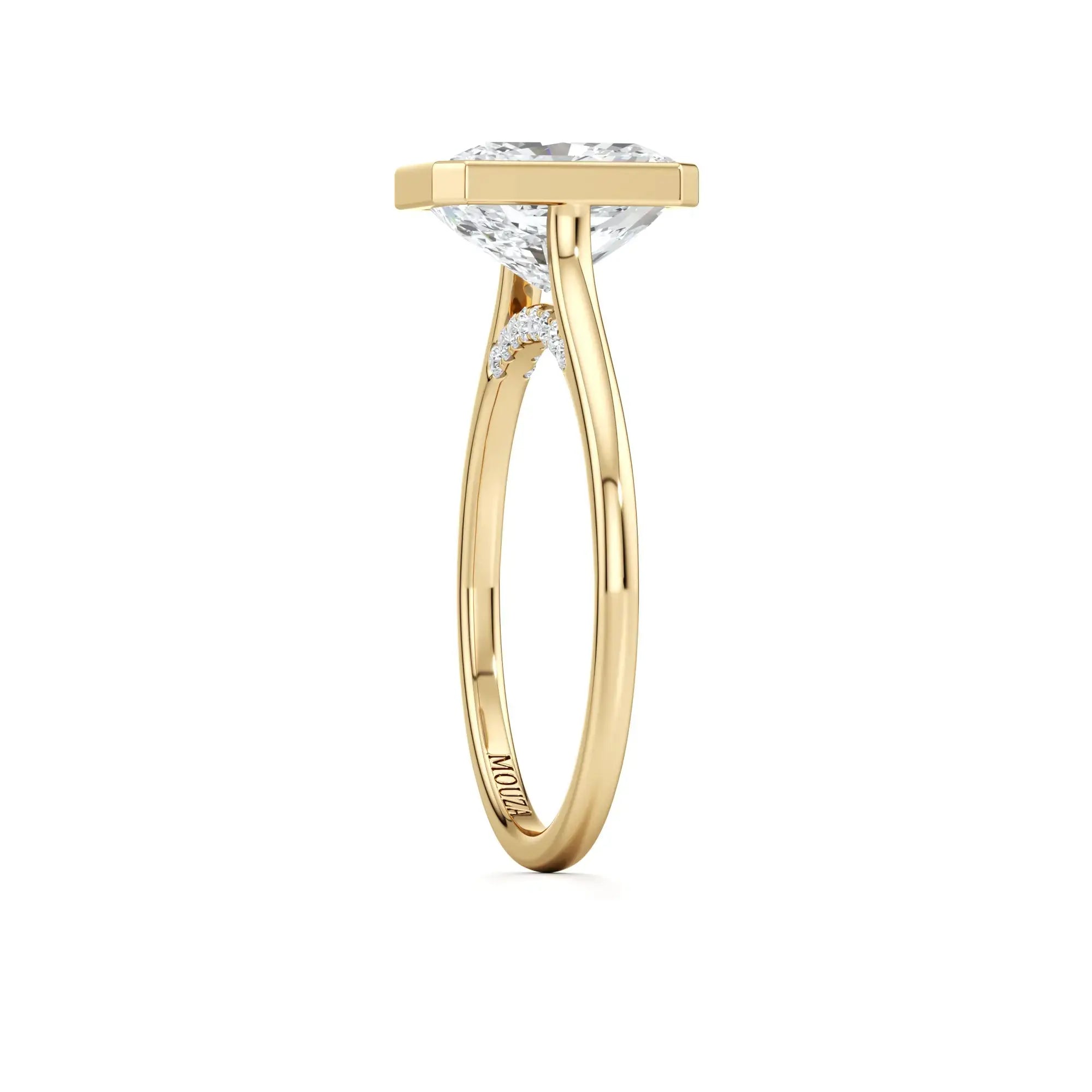 Radiant Bezel Set Diamond Engagement Ring in Yellow Gold