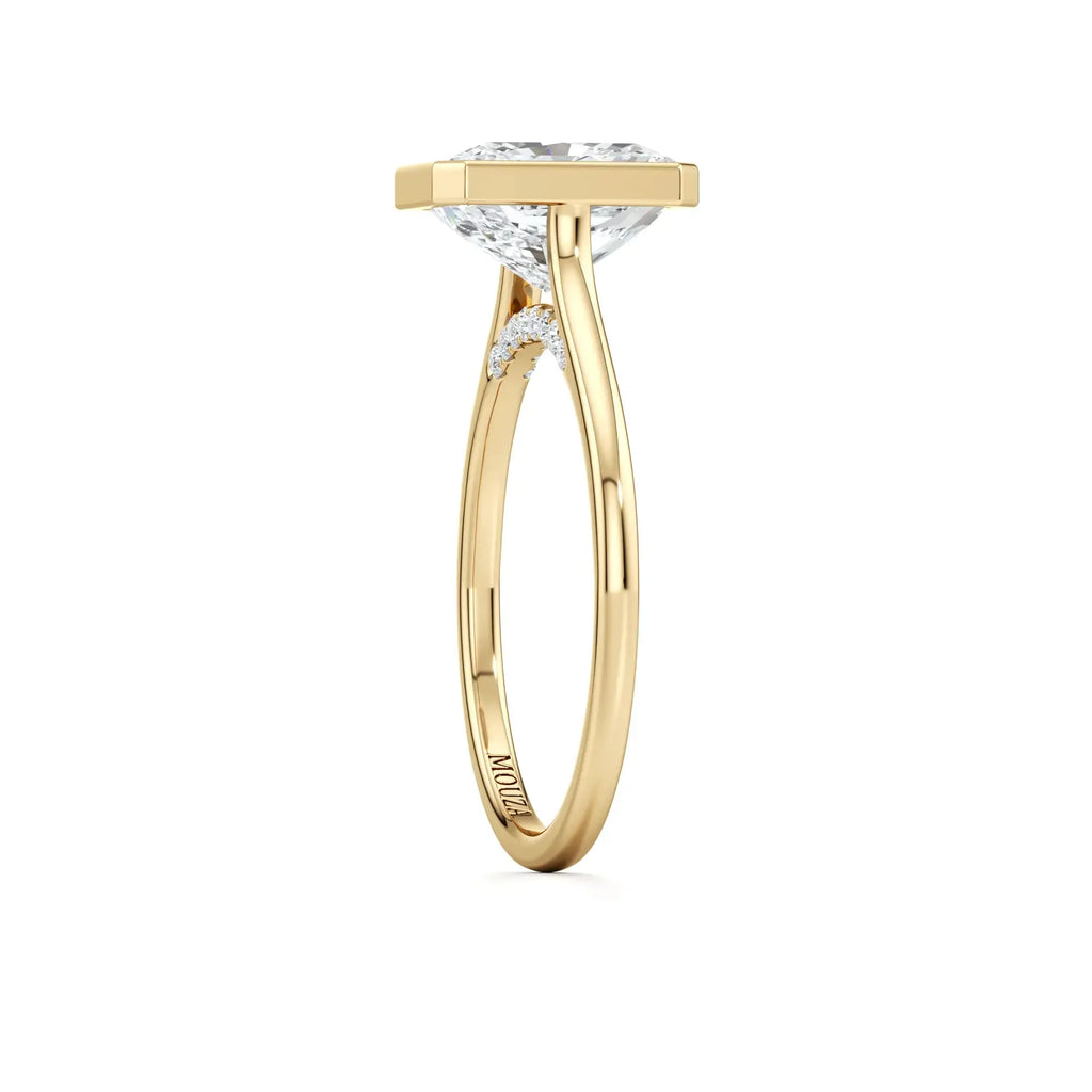 Radiant Bezel Set Diamond Engagement Ring in Yellow Gold