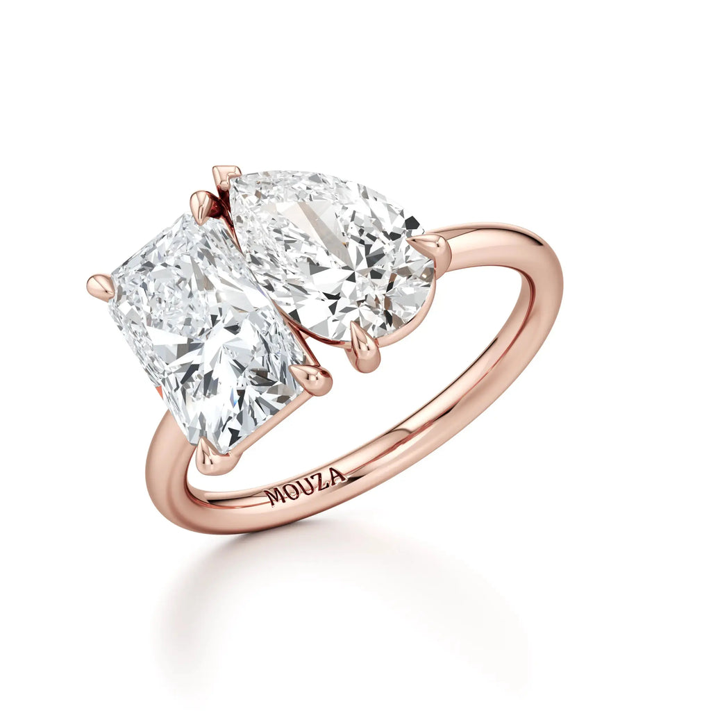 18k Rose Gold Toi et Moi Diamond Engagement Ring Hatton Garden - Mouza