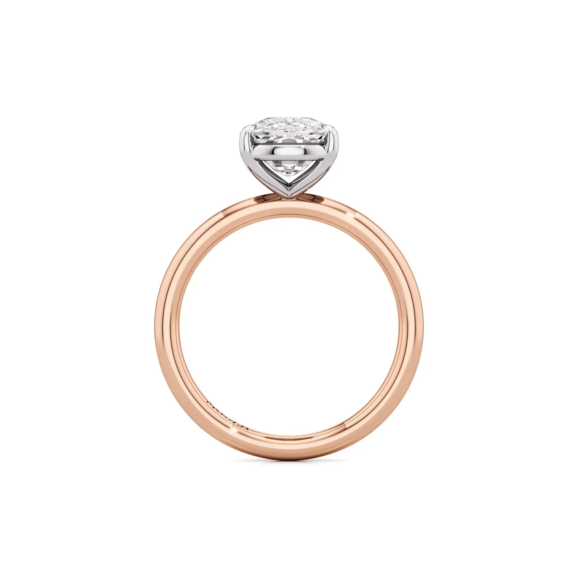 Two Tone Elongated Cushion Natural Diamond Engagement Ring in 18K Rose Gold - Mouza