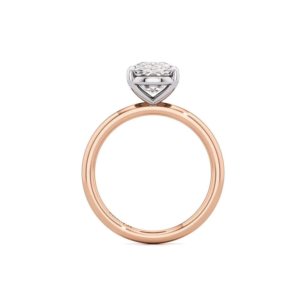 Two Tone Elongated Cushion Natural Diamond Engagement Ring in 18K Rose Gold - Mouza