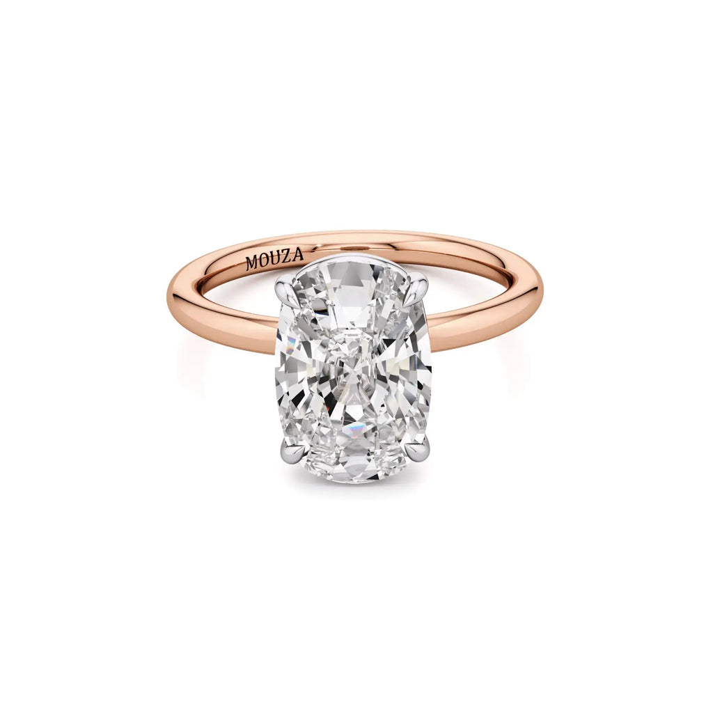 3.00ct Natural Diamond Two Tone Elongated Cushion Engagement Ring in Rose Gold