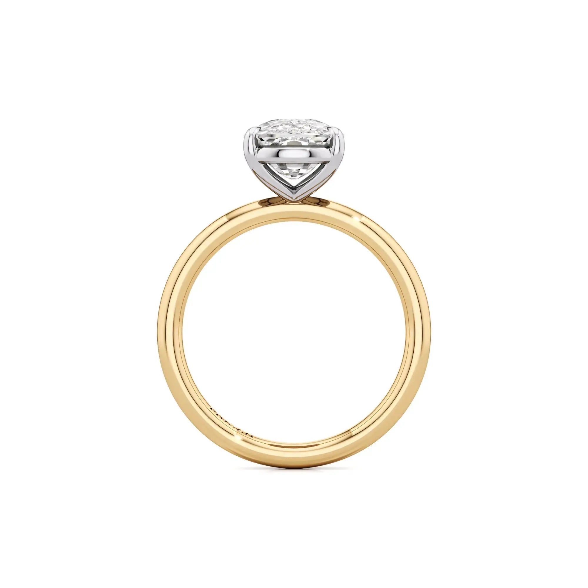 3.00ct Natural Diamond Two Tone Elongated Cushion Engagement Ring in Yellow Gold - Mouza