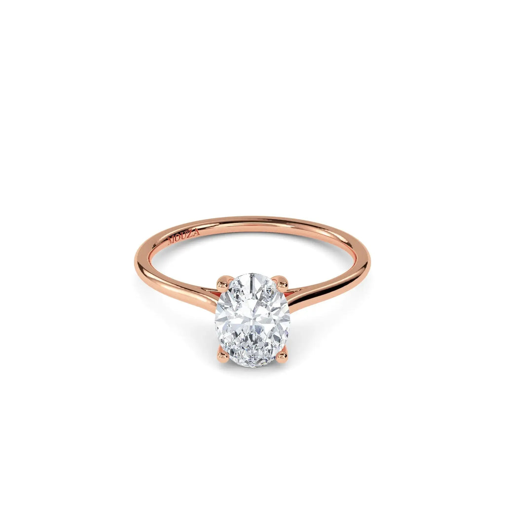 1.10ct Natural Diamond Oval Solitaire Engagement Ring in 18k Rose Gold