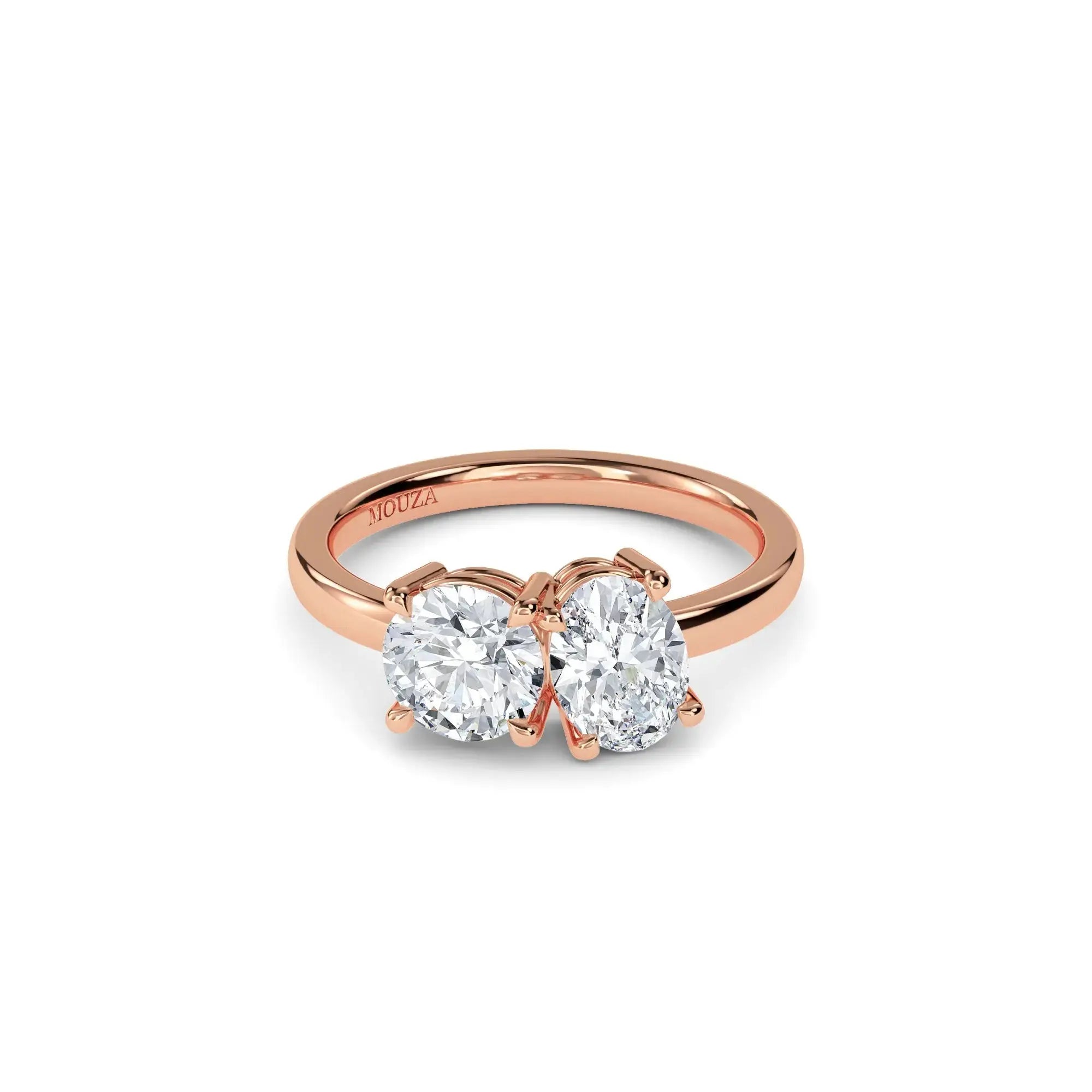 18k Rose Gold Diamond Moi Et Toi Engagement Ring