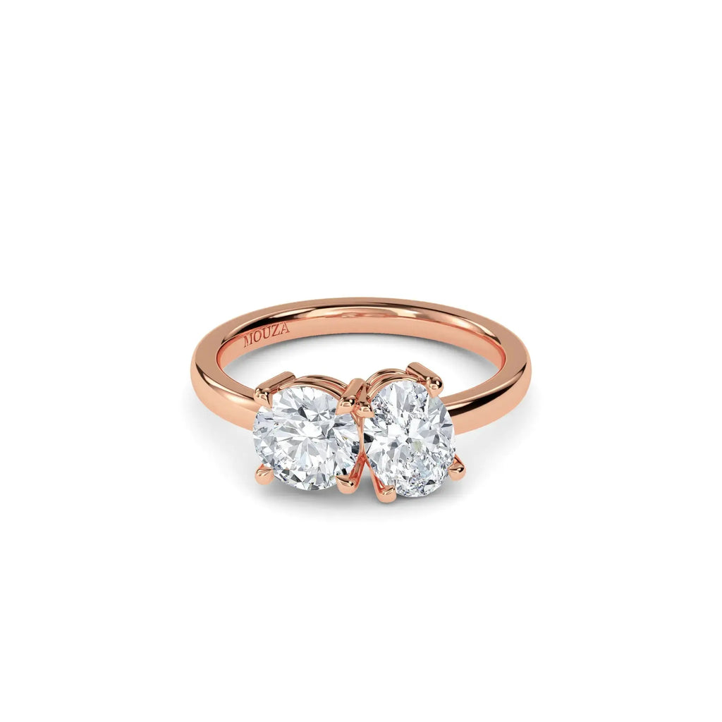 18k Rose Gold Diamond Moi Et Toi Engagement Ring