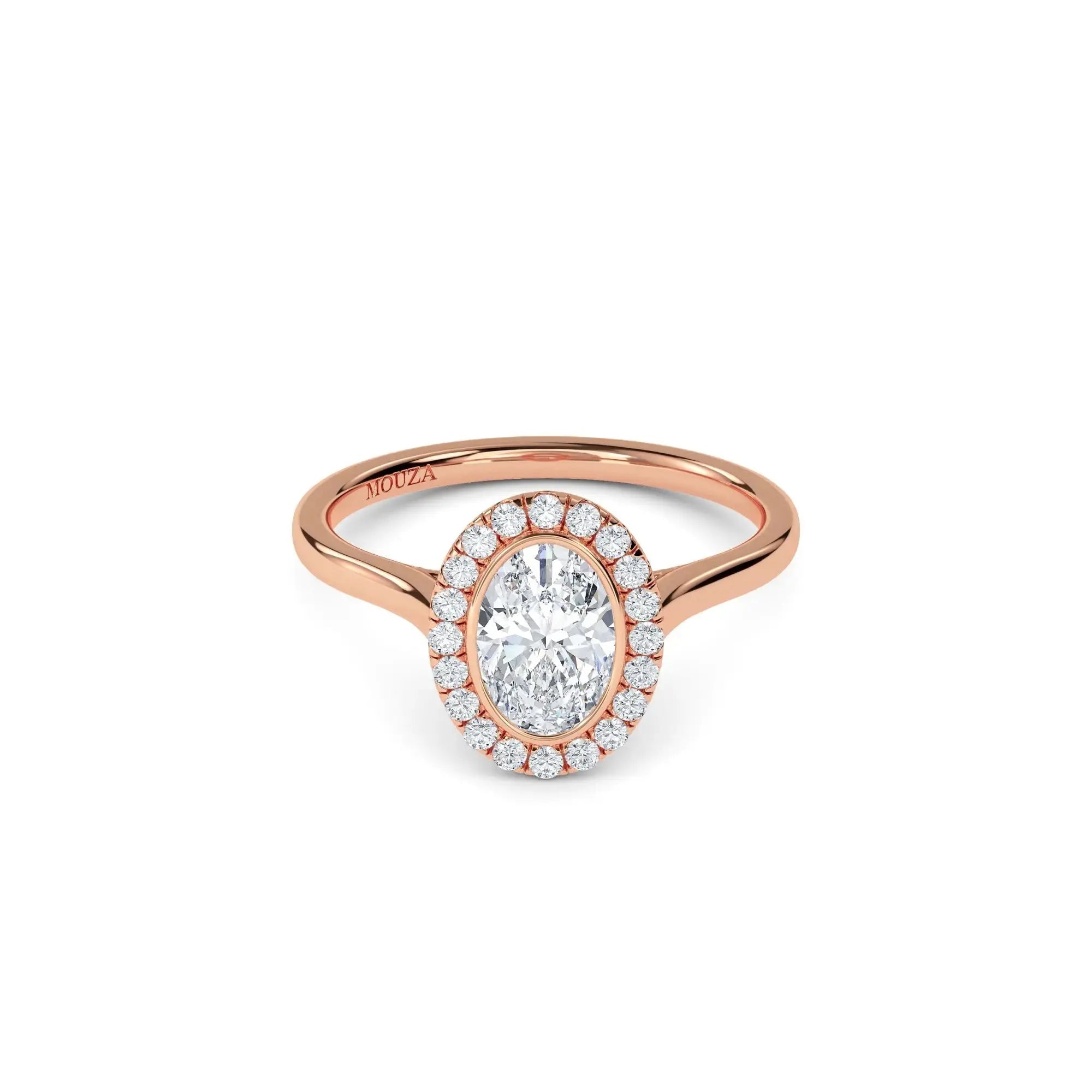 Penelope 18K Rose Gold Oval Halo Diamond Engagement Ring