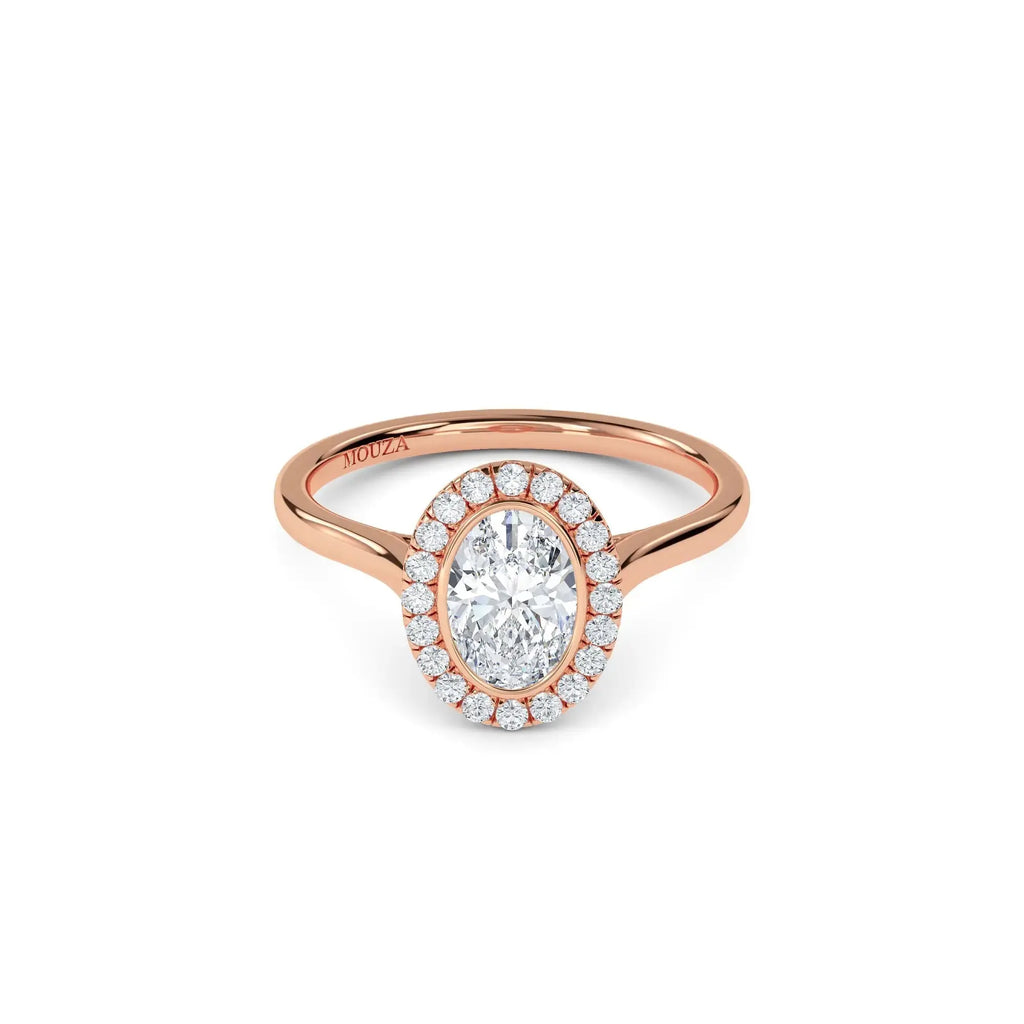 Penelope 18K Rose Gold Oval Halo Diamond Engagement Ring