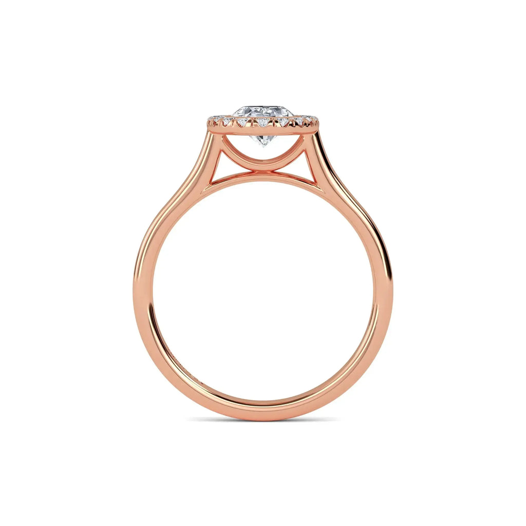 18K Rose Gold Oval Halo Diamond Engagement Ring