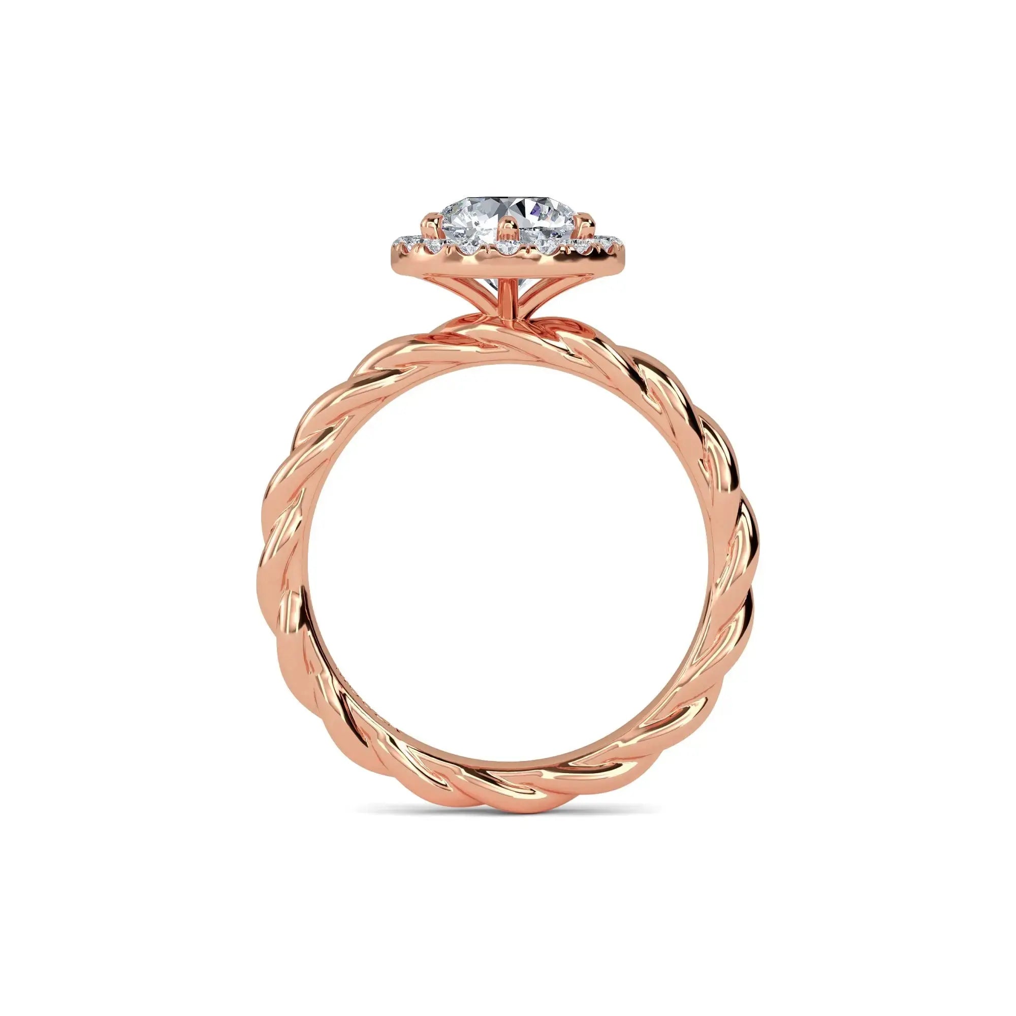 Alice Round Halo Diamond Engagement Ring 18k Rose Gold