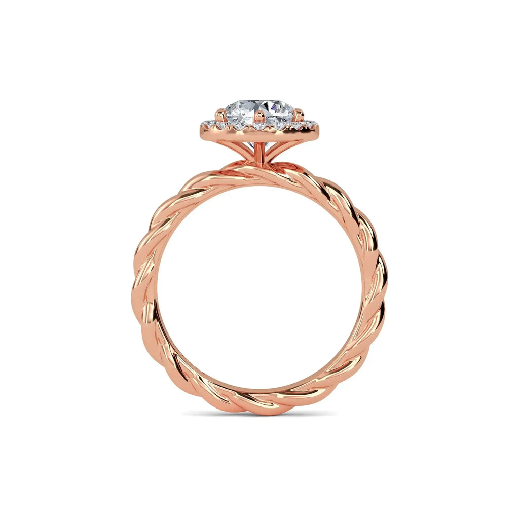 Alice Round Halo Diamond Engagement Ring 18k Rose Gold