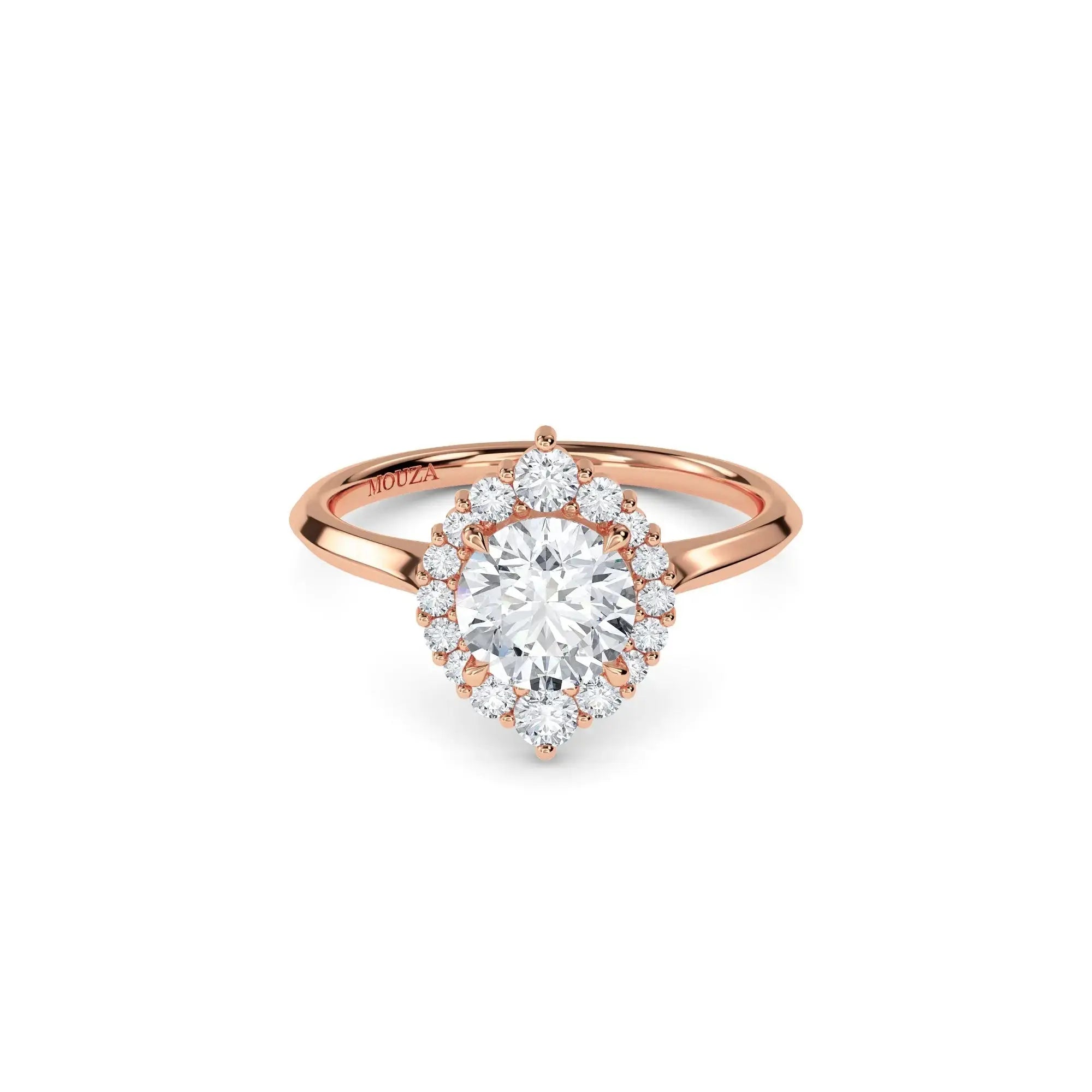 1.00ct Lab Grown Diamond Round Halo Engagement Ring in Rose Gold
