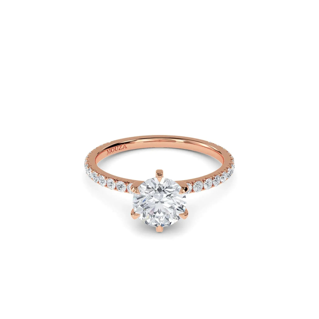 diamond band engagement ring in rose gold