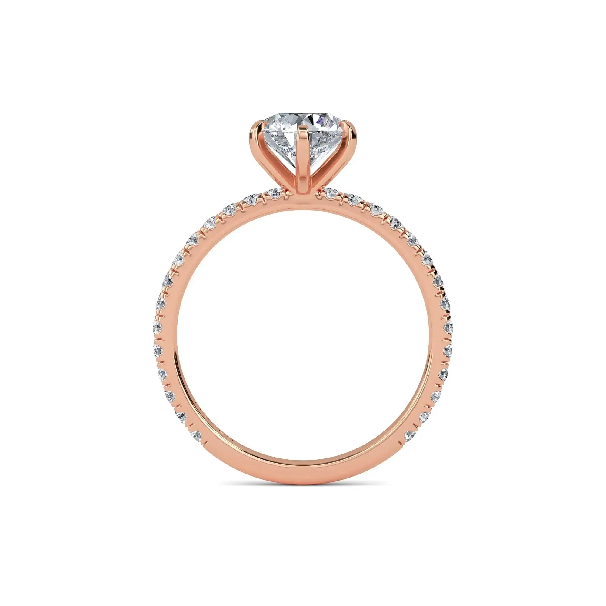 Round diamond band engagement ring in rose gold - Mouza