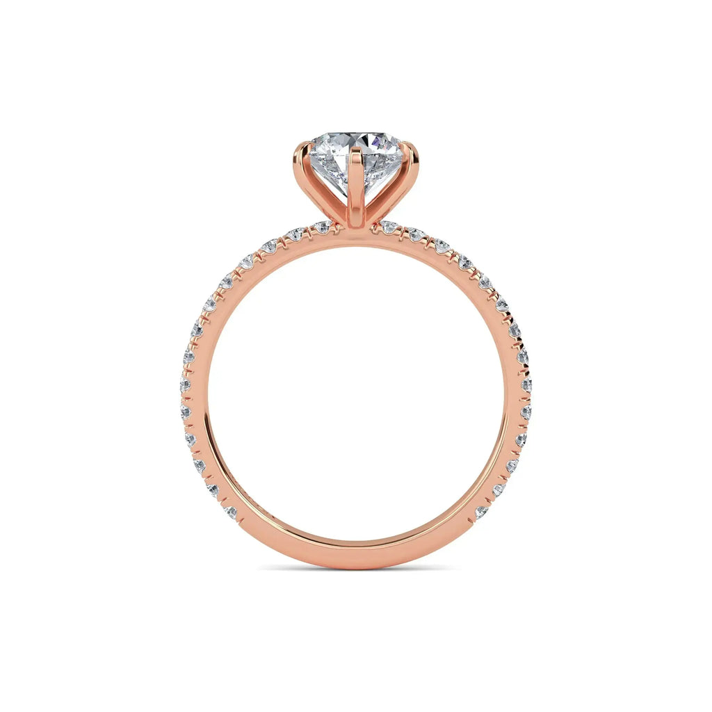 Round diamond band engagement ring in rose gold - Mouza