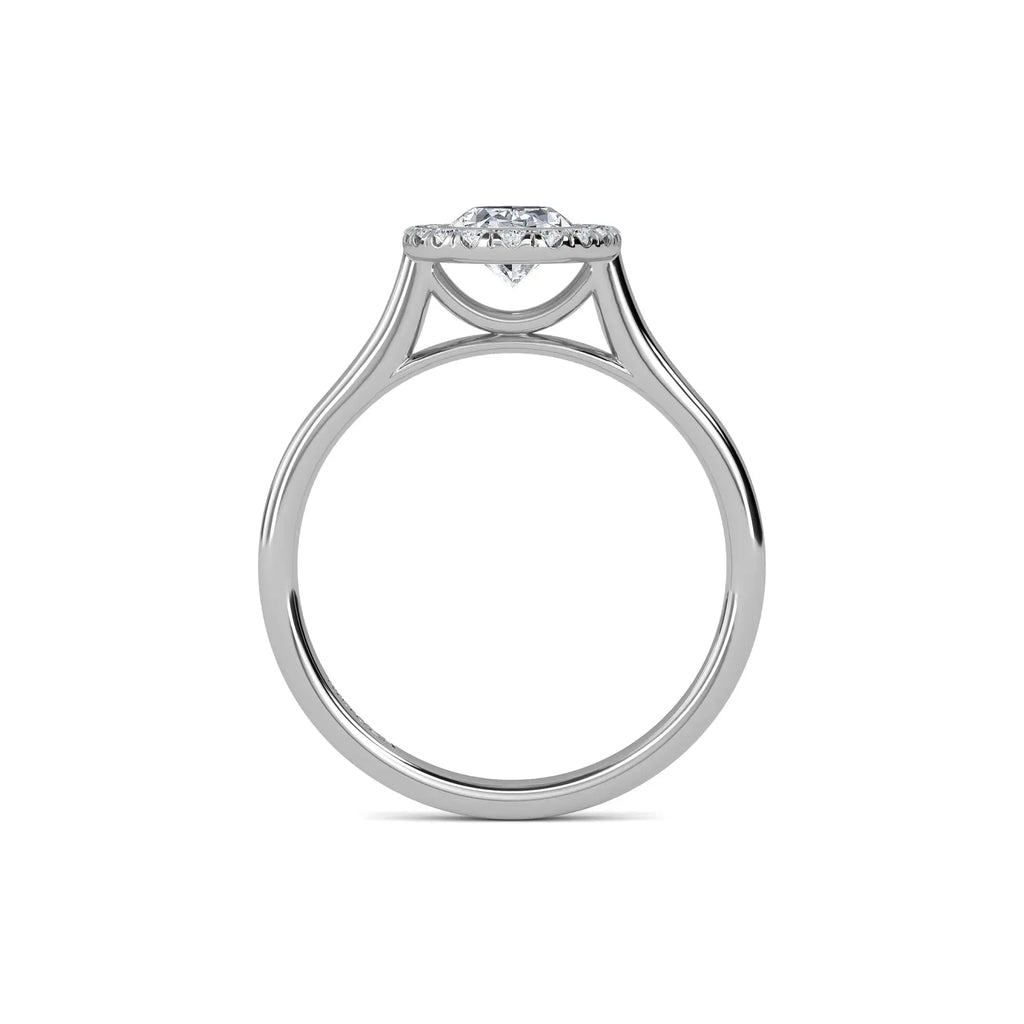 Penelope 18K White Gold Oval Halo Diamond Engagement Ring from Mouza