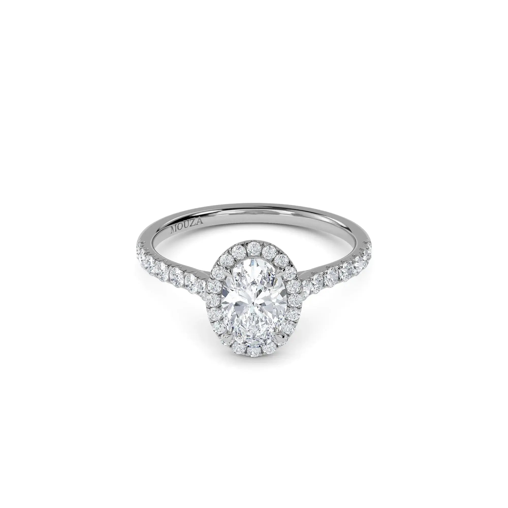Scarlett 18K White Gold Halo Diamond Engagement Ring - Mouza