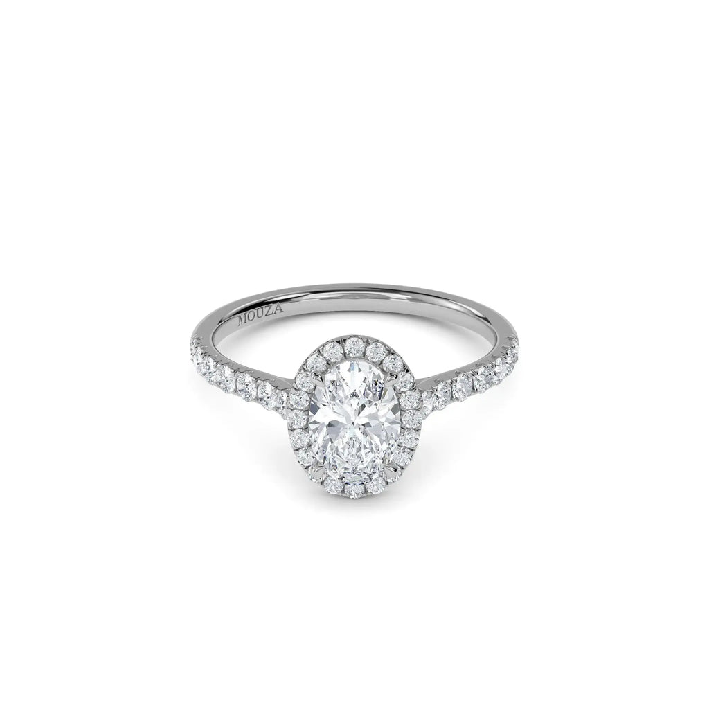 Scarlett 18K White Gold Halo Diamond Engagement Ring - Mouza