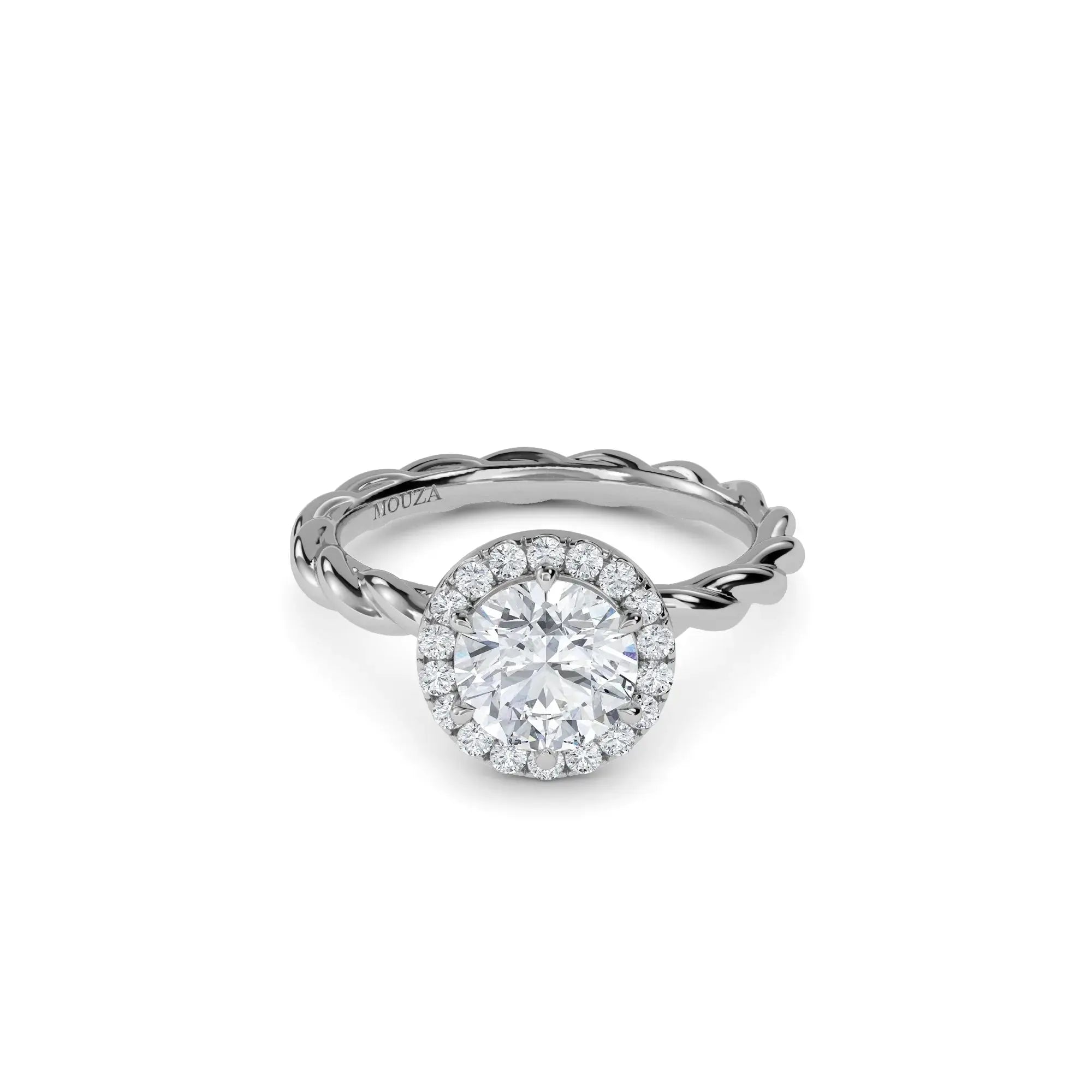 Alice Round Halo Diamond Engagement Ring 18k White Gold