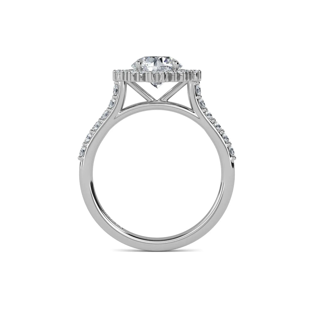 18K White Gold Earth Mined Diamond Round Halo Engagement Ring
