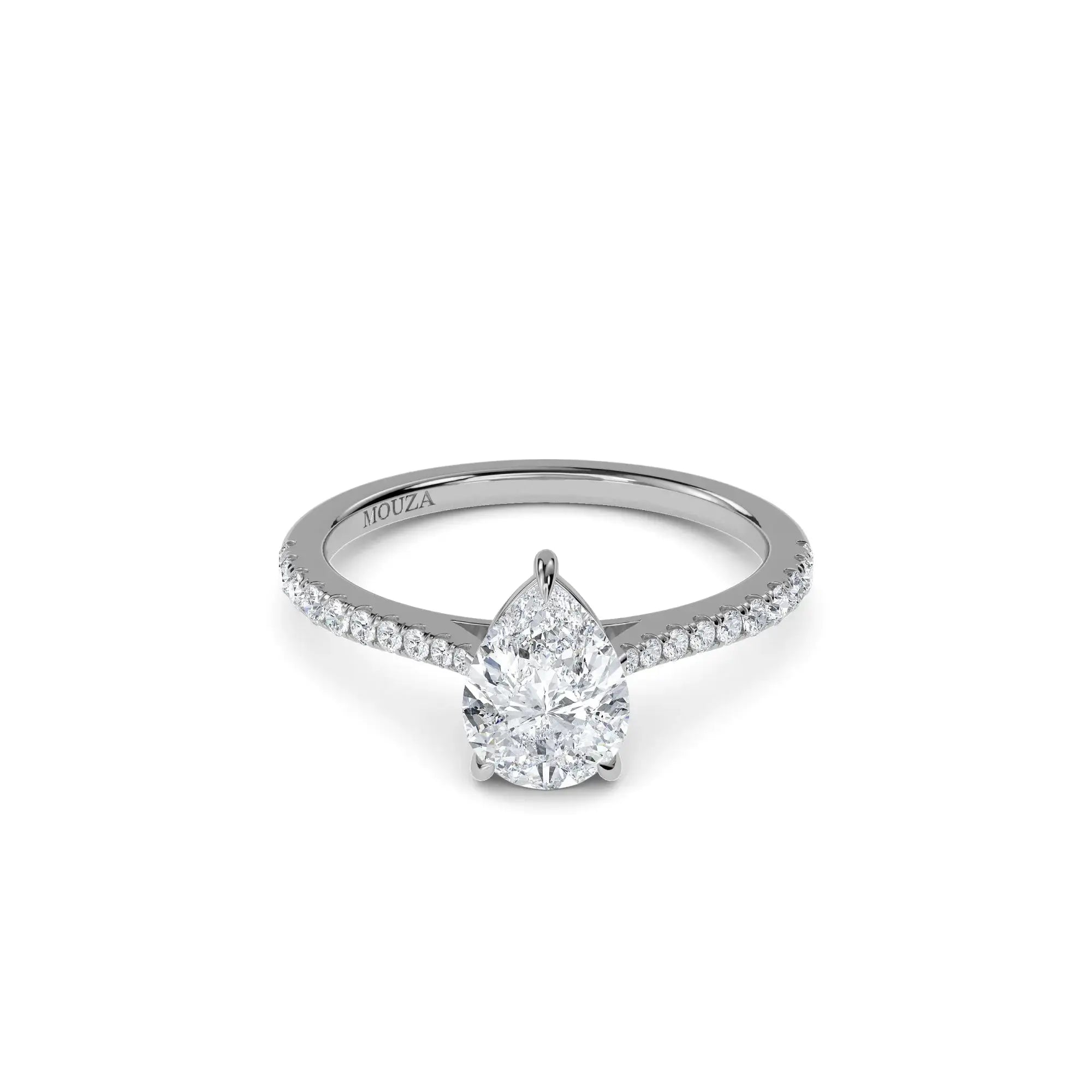 1.00ct Natural Diamond Pear Diamond Engagement Ring