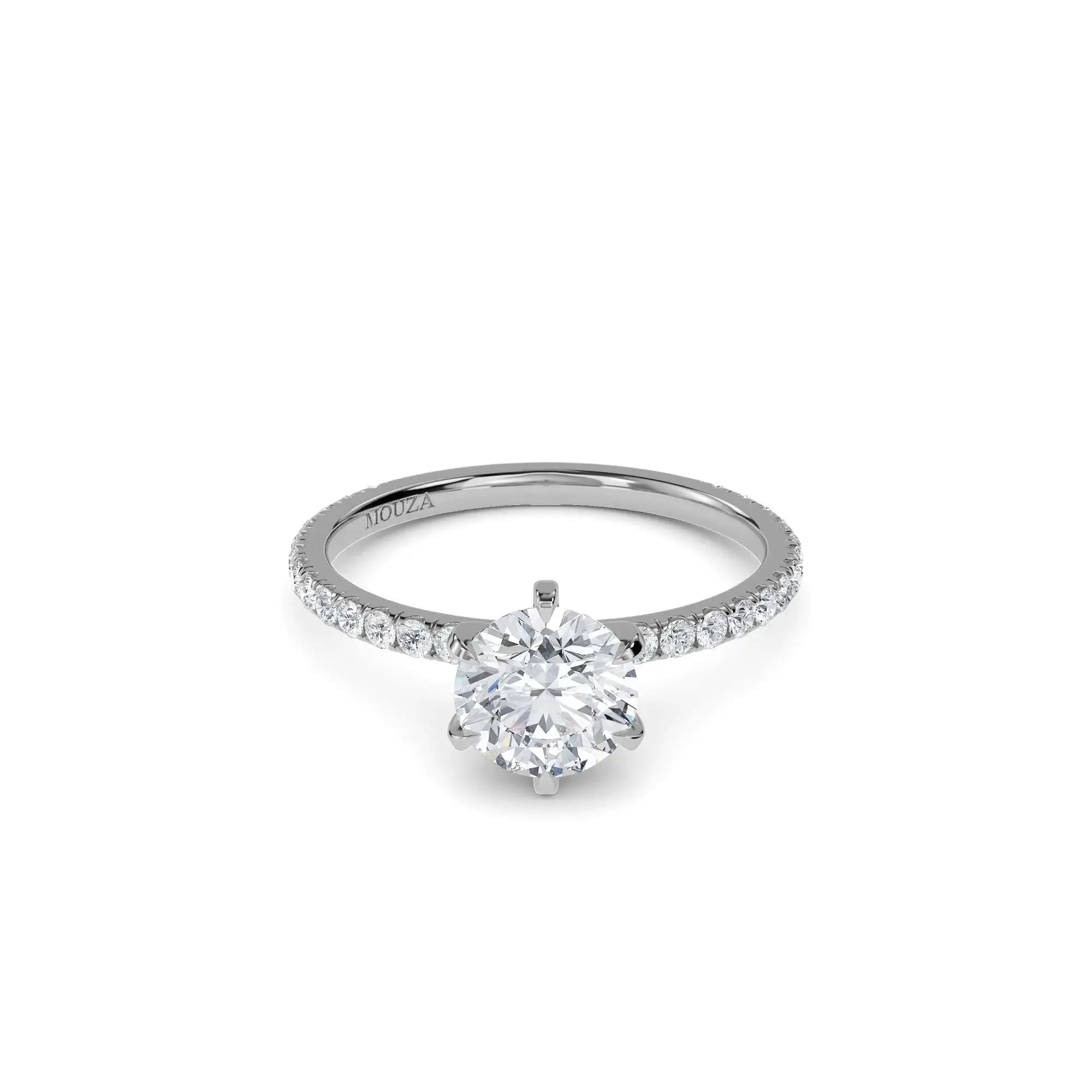 diamond band engagement ring in platinum