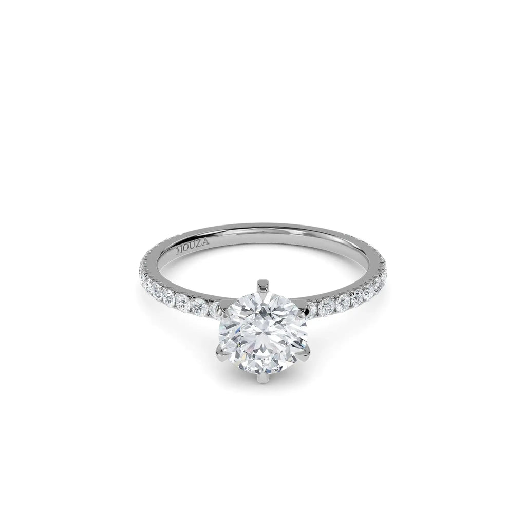 diamond band engagement ring in platinum