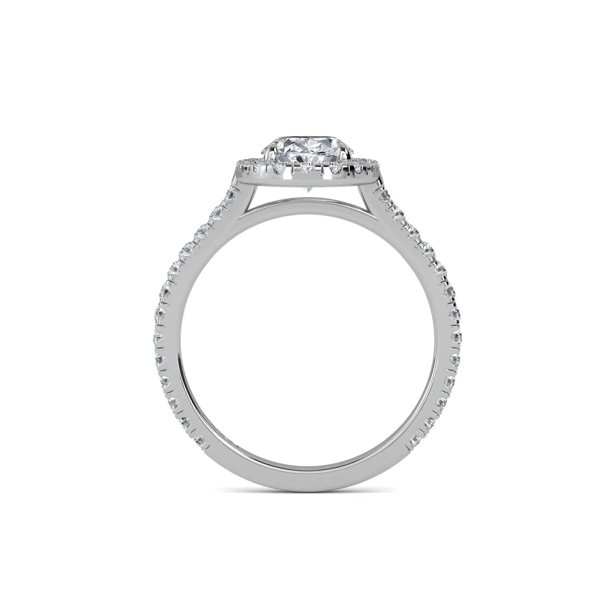 18K White Gold Diamond Oval Halo Engagement Ring