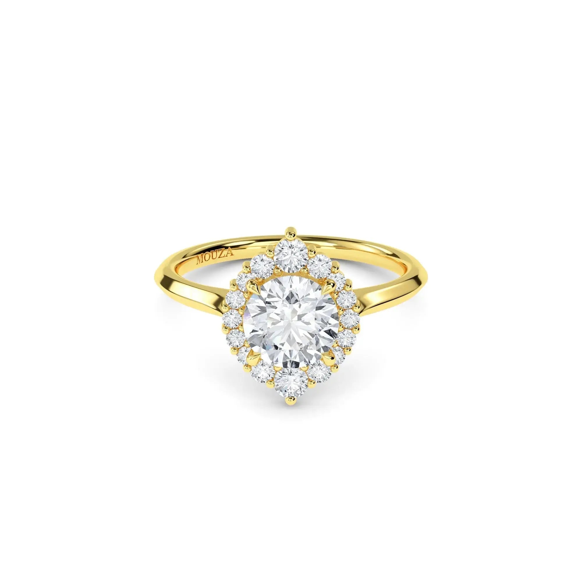 Ada Lab Grown Diamond Round Halo Engagement Ring in Yellow Gold
