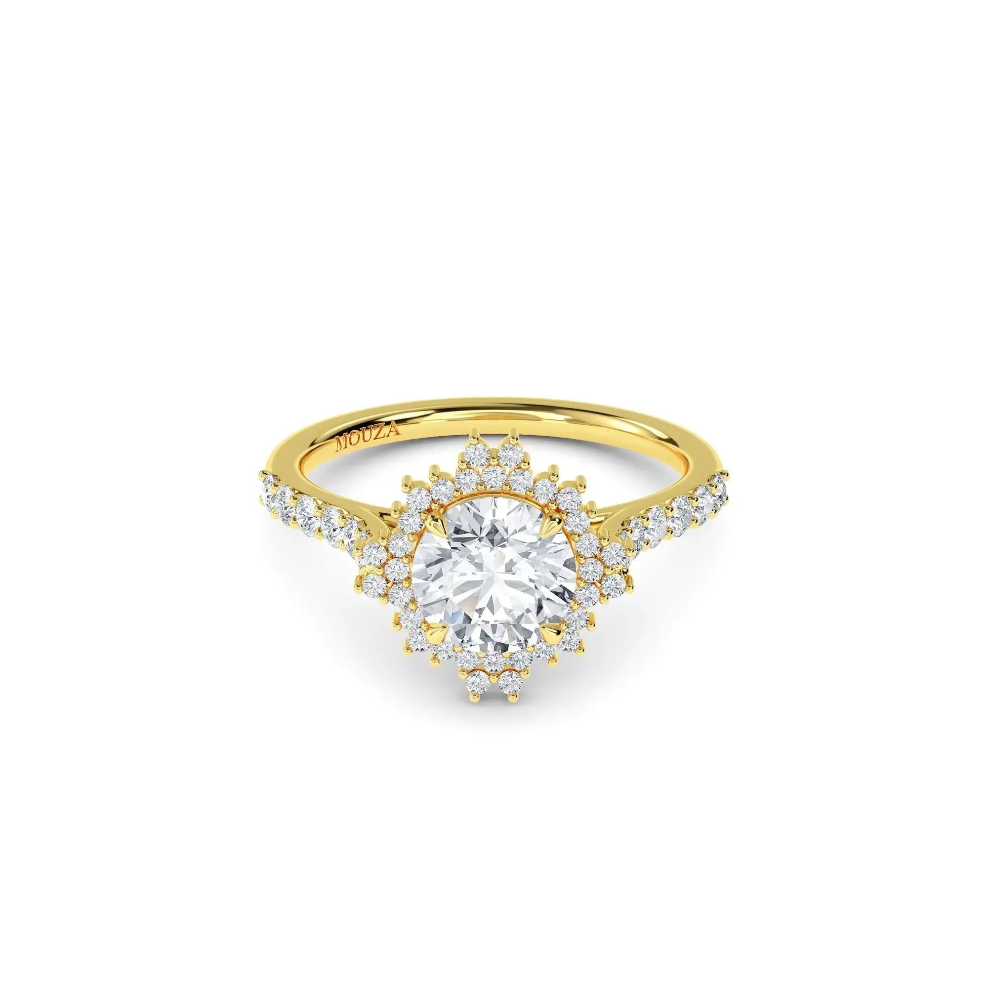 2.00ct Earth Mined Diamond Round Halo Engagement Ring