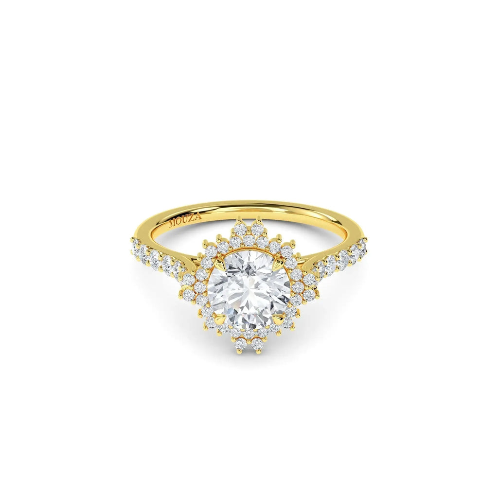 2.00ct Earth Mined Diamond Round Halo Engagement Ring