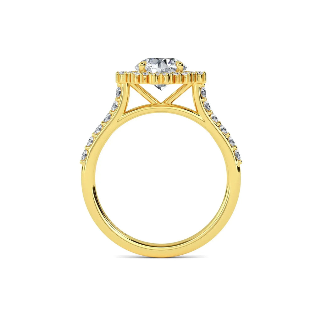 18K Yellow Gold Earth Mined Diamond Round Halo Engagement Ring