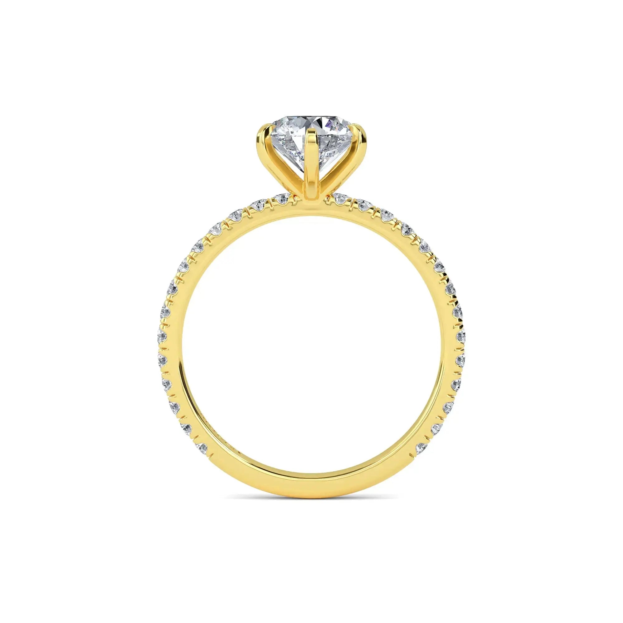 Round diamond band engagement ring in yellow gold - Mouza