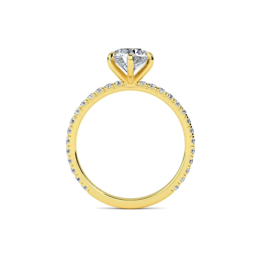 Round diamond band engagement ring in yellow gold - Mouza