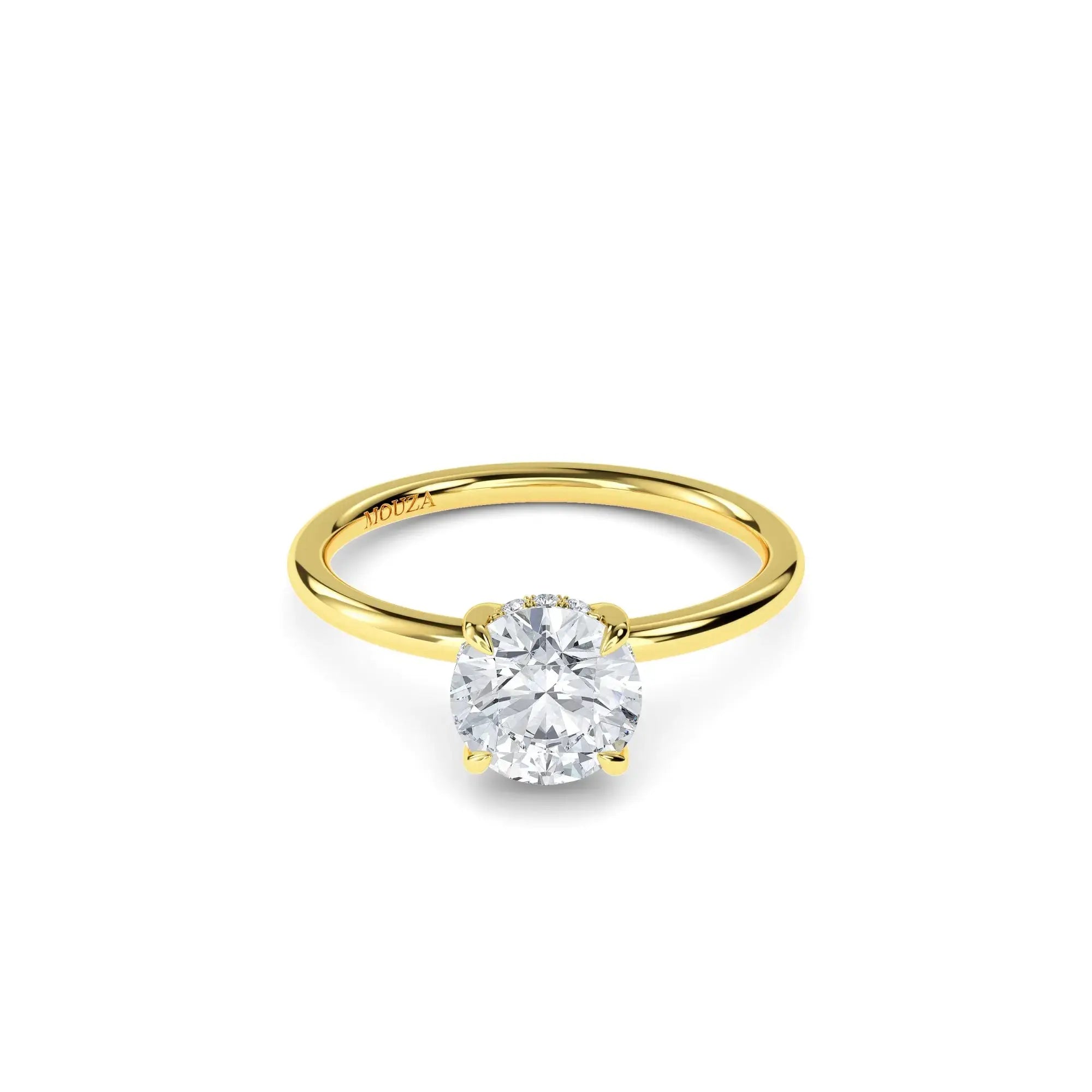 1.00ct Lab Grown Diamond Round Solitaire Hidden Halo Engagement Ring