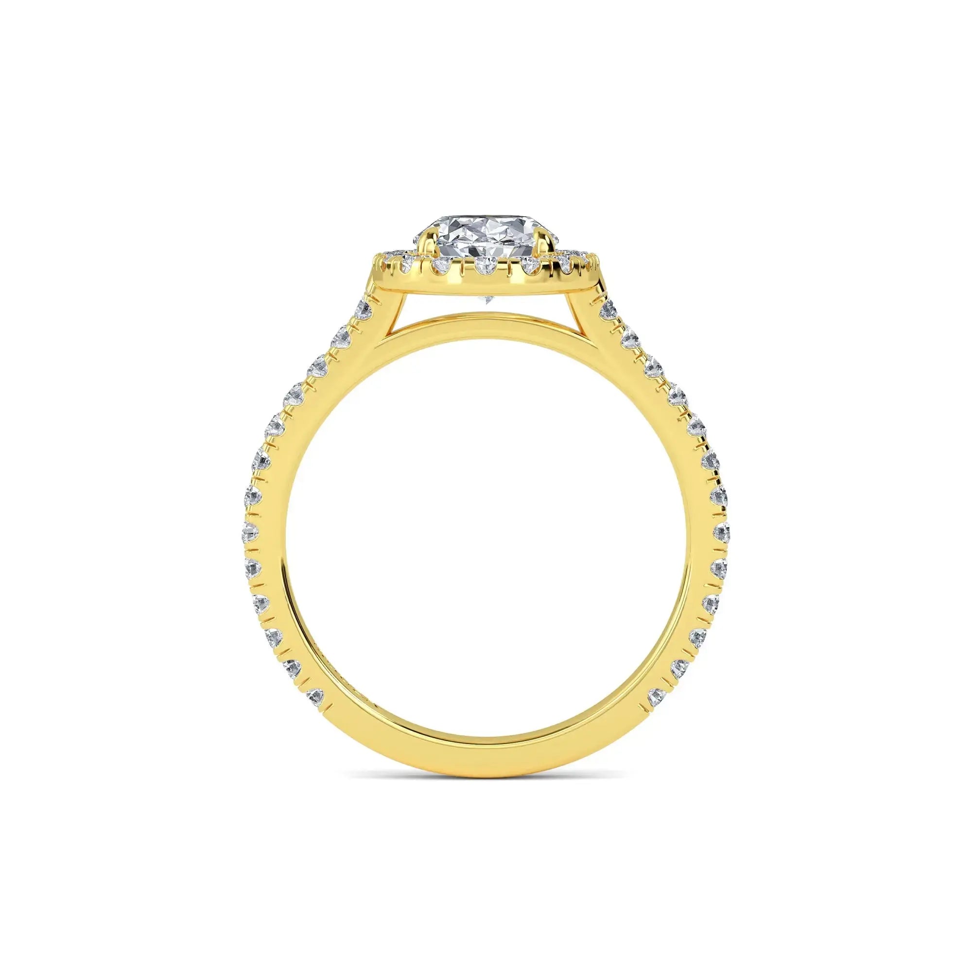 Yellow Gold Halo Diamond Engagement Ring from Mouza