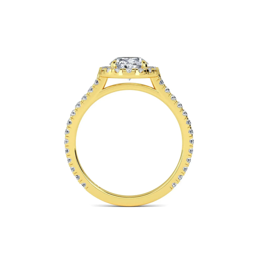 Yellow Gold Halo Diamond Engagement Ring from Mouza