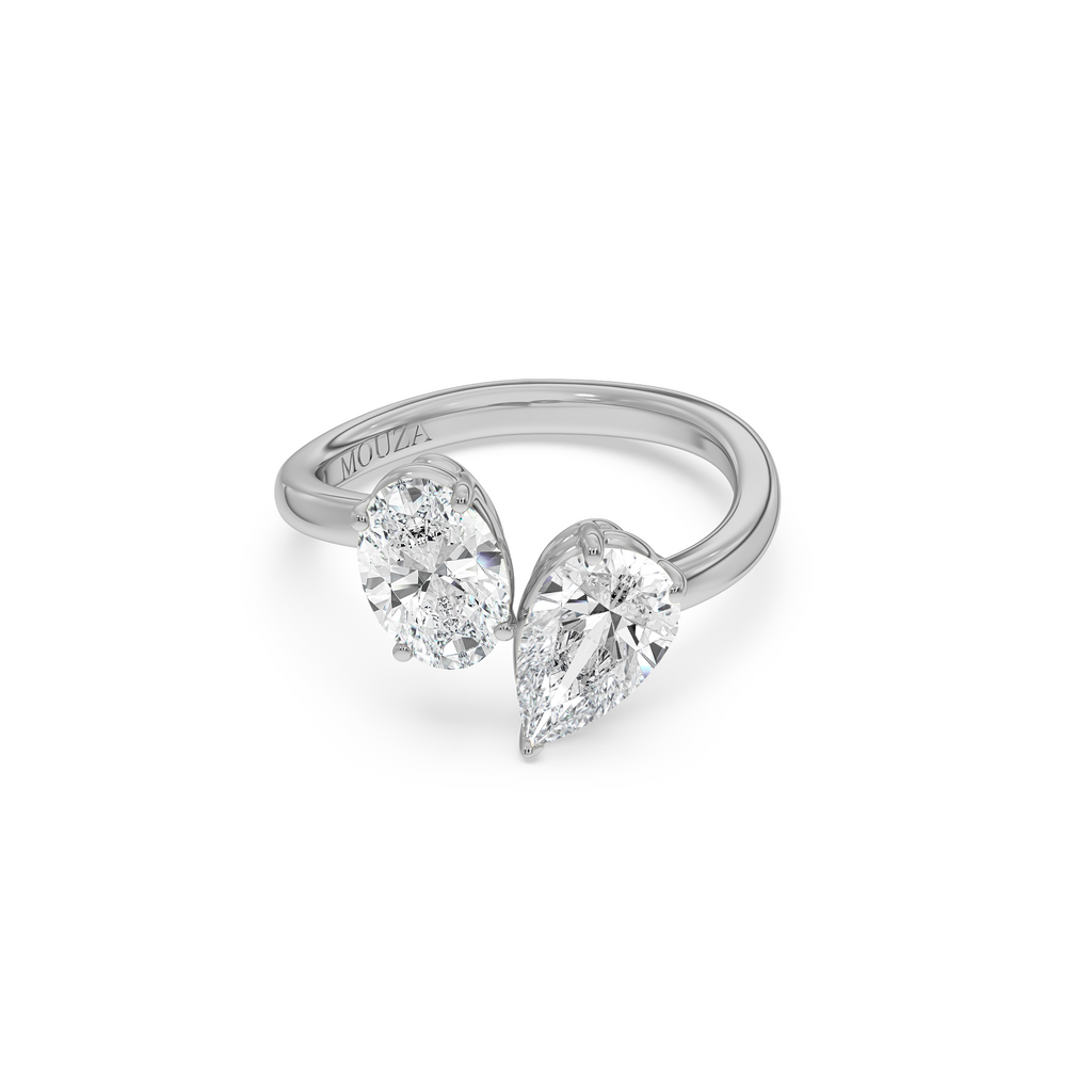 2.00ct Lab Grown Diamond Moi Et Toi Engagement Ring