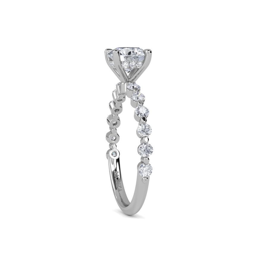 Round diamond Band Engagement Ring By Mouza