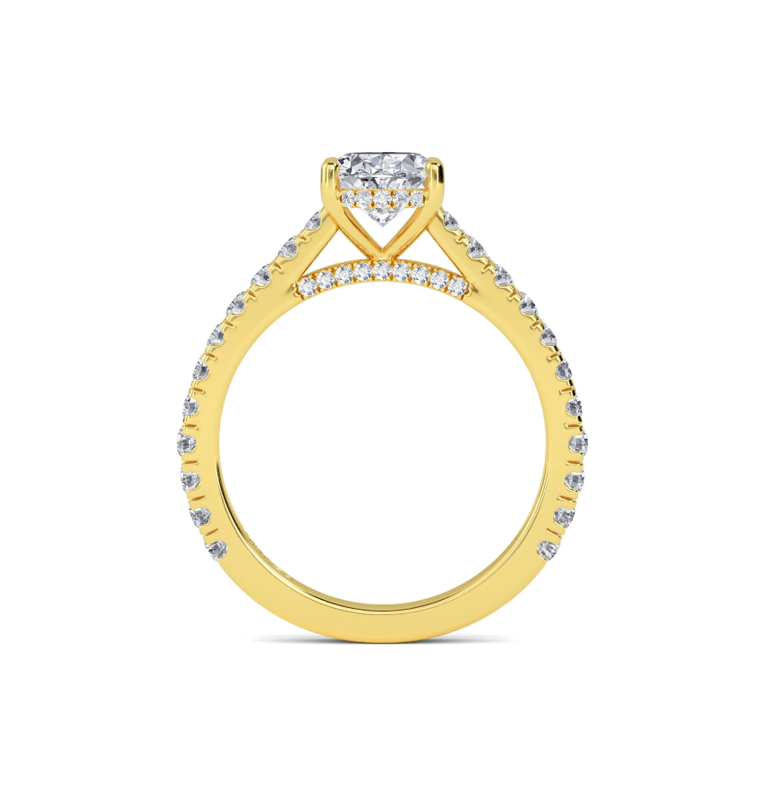 Round Hidden Halo Engagement Ring By Mouza
