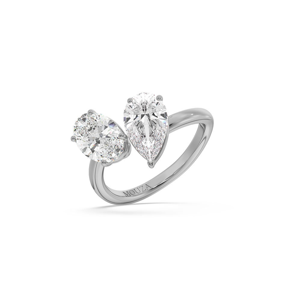 2.00ct Earth Mined Diamond Toi Et Moi Engagement Ring
