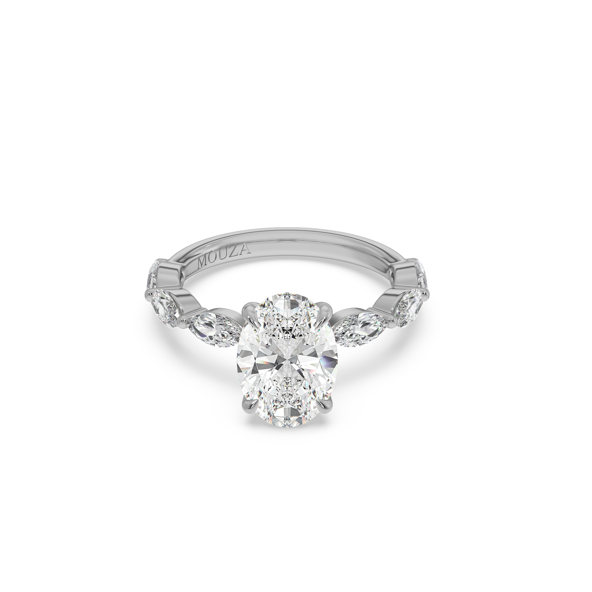 2.20ct Earth Mined Diamond Oval Diamond Band Engagement Ring