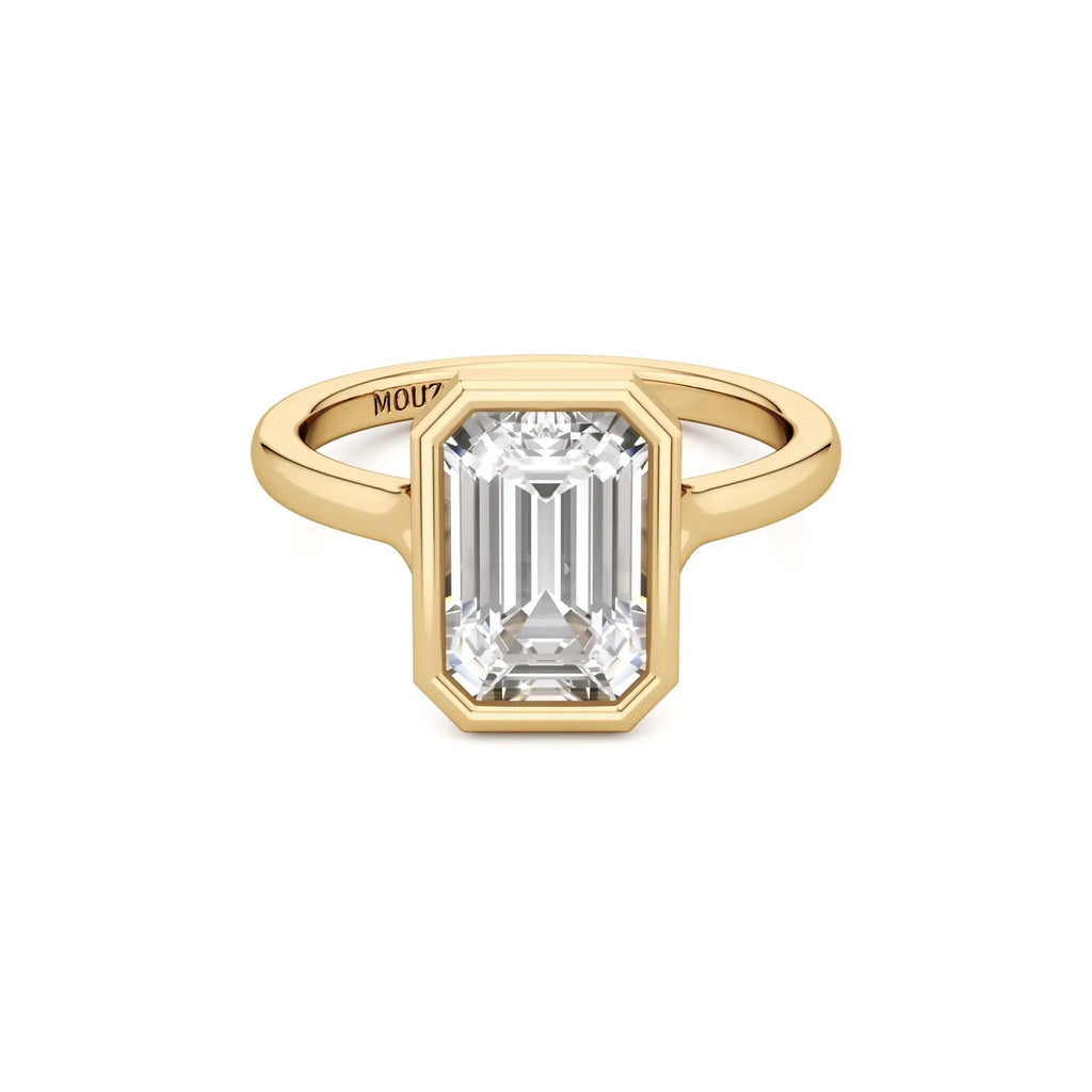 2.00 Carat Emerald Natural Diamond - Bezel Solitaire Engagement Ring