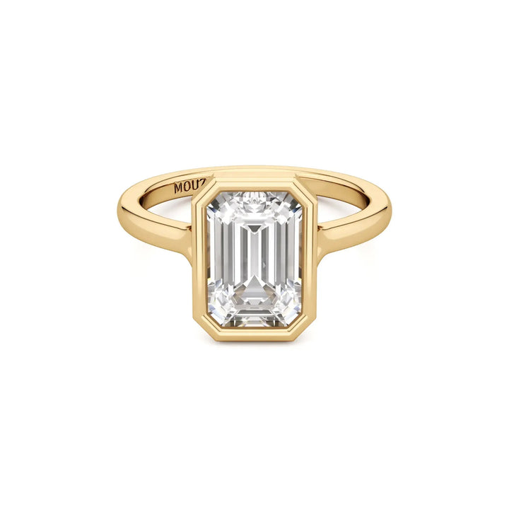 2.00 Carat Emerald Natural Diamond - Bezel Solitaire Engagement Ring