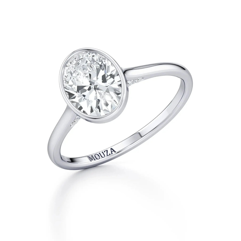 Oval Diamond Engagement Ring - Bezel Set Diamond Ring