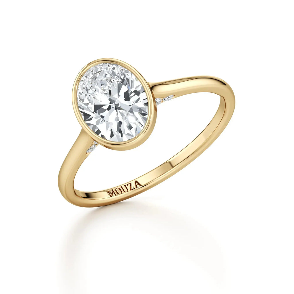 Oval Diamond Engagement Ring - Bezel Set Diamond Ring