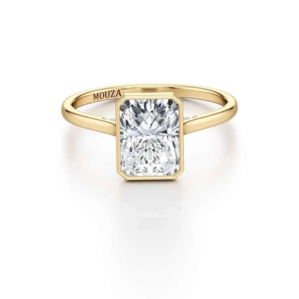 Radiant Bezel Set Engagement Ring - GIA Natural Diamond 